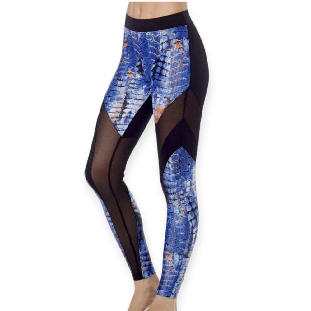 Koral Kindai Frame Mesh High Rise Leggings SIZE S Black Blue Yoga Pants USA
